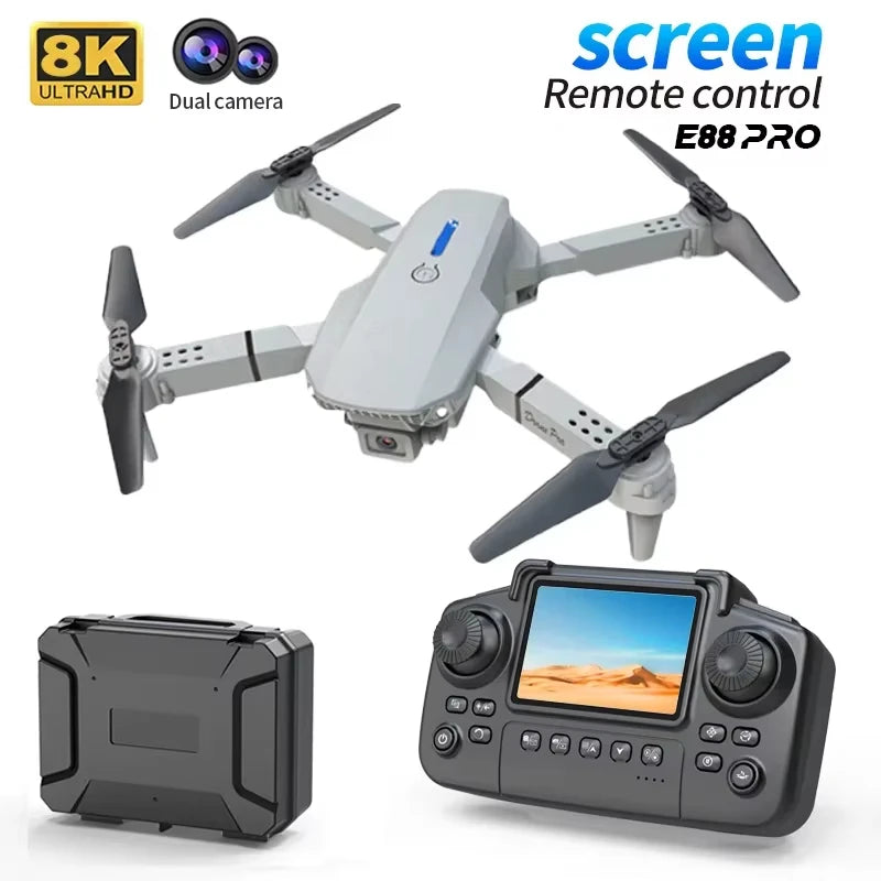 E88 Pro 8K GPS Drone with Dual HD Camera & Remote Display Controller