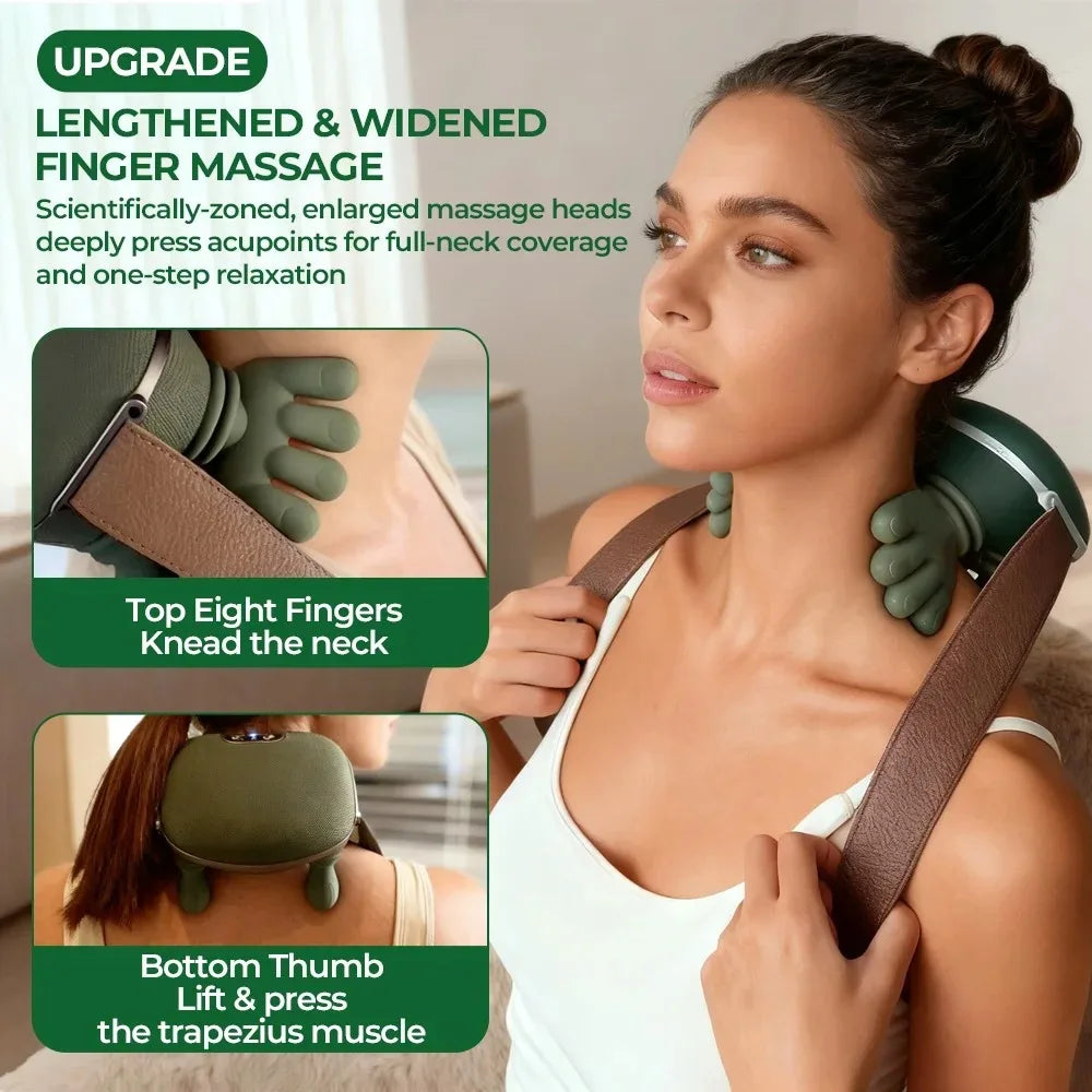 Electric Shiatsu Neck Shoulder Massager with Deep Kneading Finger Pressure for Muscle Relaxation And Back/Shoulder Pain Relief