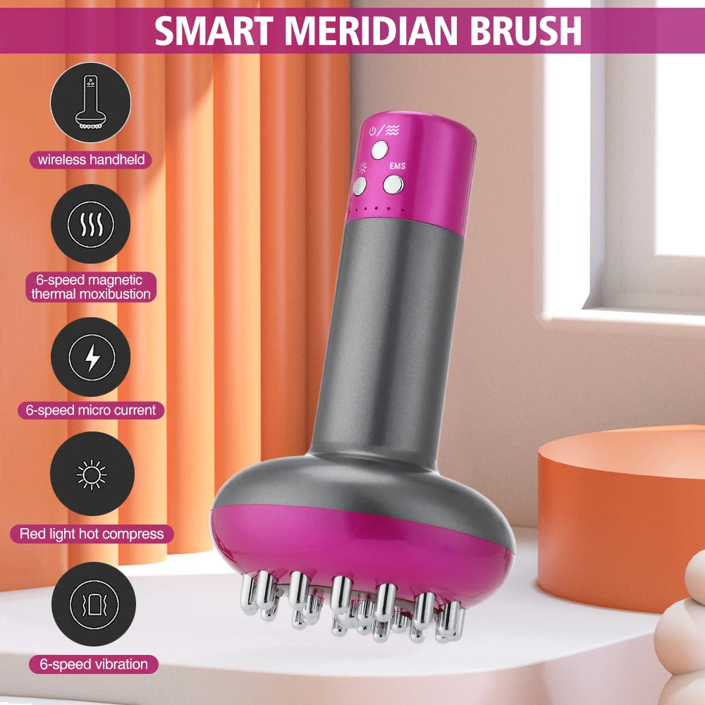 Smart Meridian Brush Abdome Massager Wireless Hot Compress Anti Cellulite Back Dredging Meridian Thermal Moxibustion Slimming