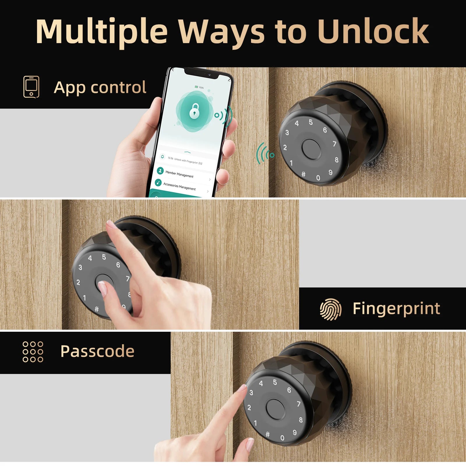 Smart Lock Fingerprint Door Lock - Viladepot 5-in-1 Keyless Entry Handle with Tuya App & Touchscreen Keypad