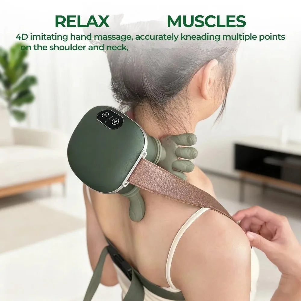 Electric Shiatsu Neck Shoulder Massager with Deep Kneading Finger Pressure for Muscle Relaxation And Back/Shoulder Pain Relief