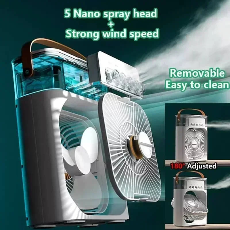 3 In 1 New Fan AIr Conditioner Household Small Air Cooler LED Night Light Portable Humidifier Air Adjustment Fan Office Home Fan - SUN SHINE STORE