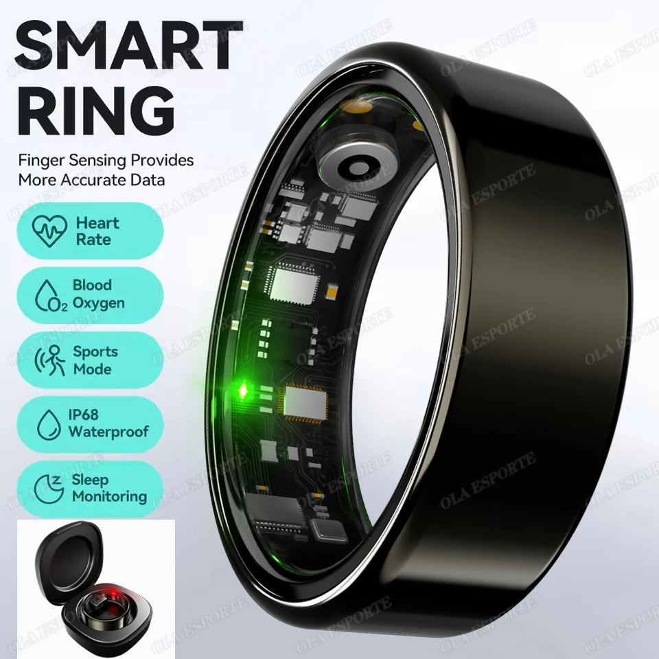 Smart Ring Health Tracker with Portable Charging Case – 24/7 Heart Rate, SpO2 & Sleep Monitor (5ATM / IP68 Waterproof) - SUN SHINE STORE