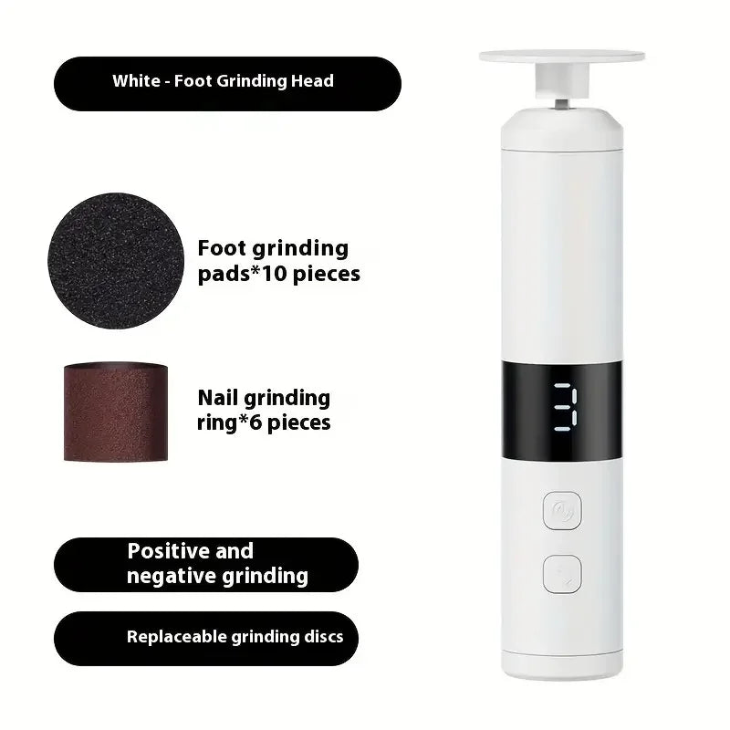 3-Speed Speed Adjustment, LCD Display Screen, 16 Interchangeable Heads for Home/Foot and Hand Care, Fast Charging - SUN SHINE STORE