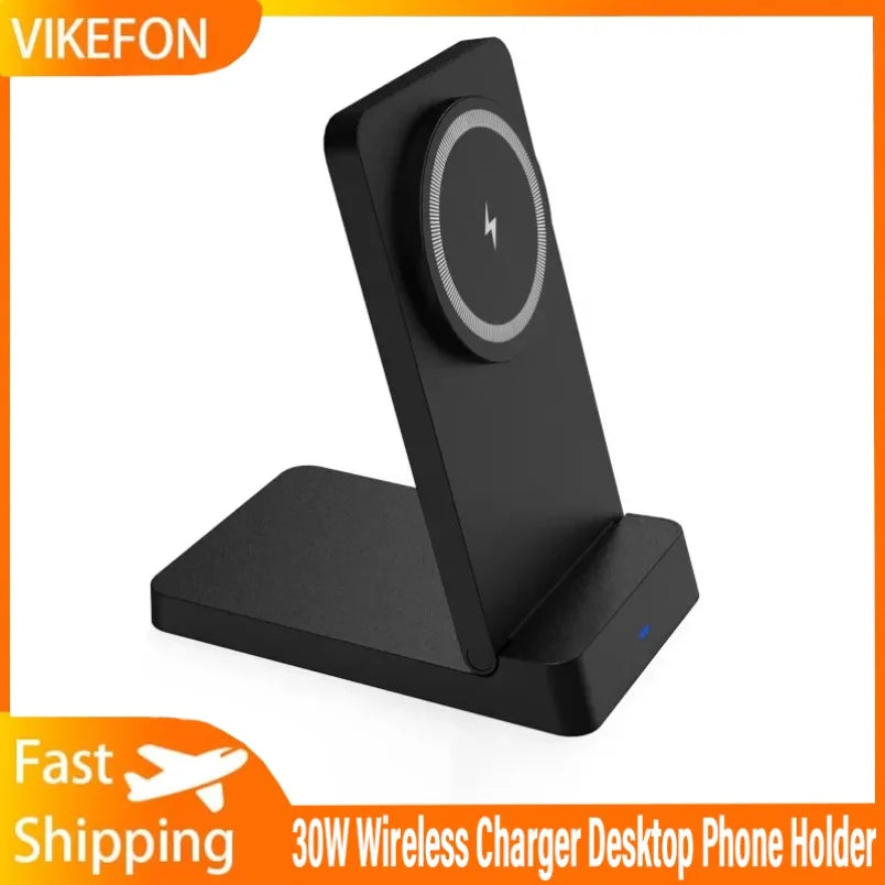 MagSafe Charger Magnetic 30W Wireless Charger – Foldable Desktop Fast Charging Station with Phone Holder for MagSafe iPhone 16 / 15 / 14 / 13 / 12 Pro