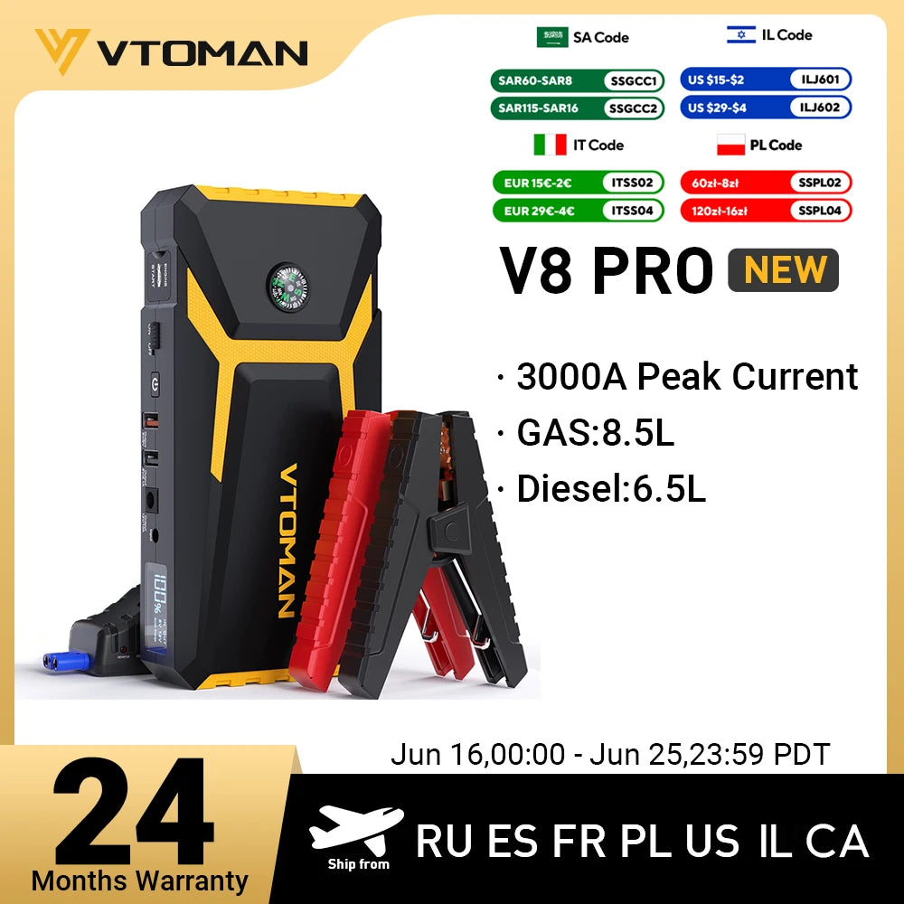 VTOMAN V8 Pro Car Jump Starter