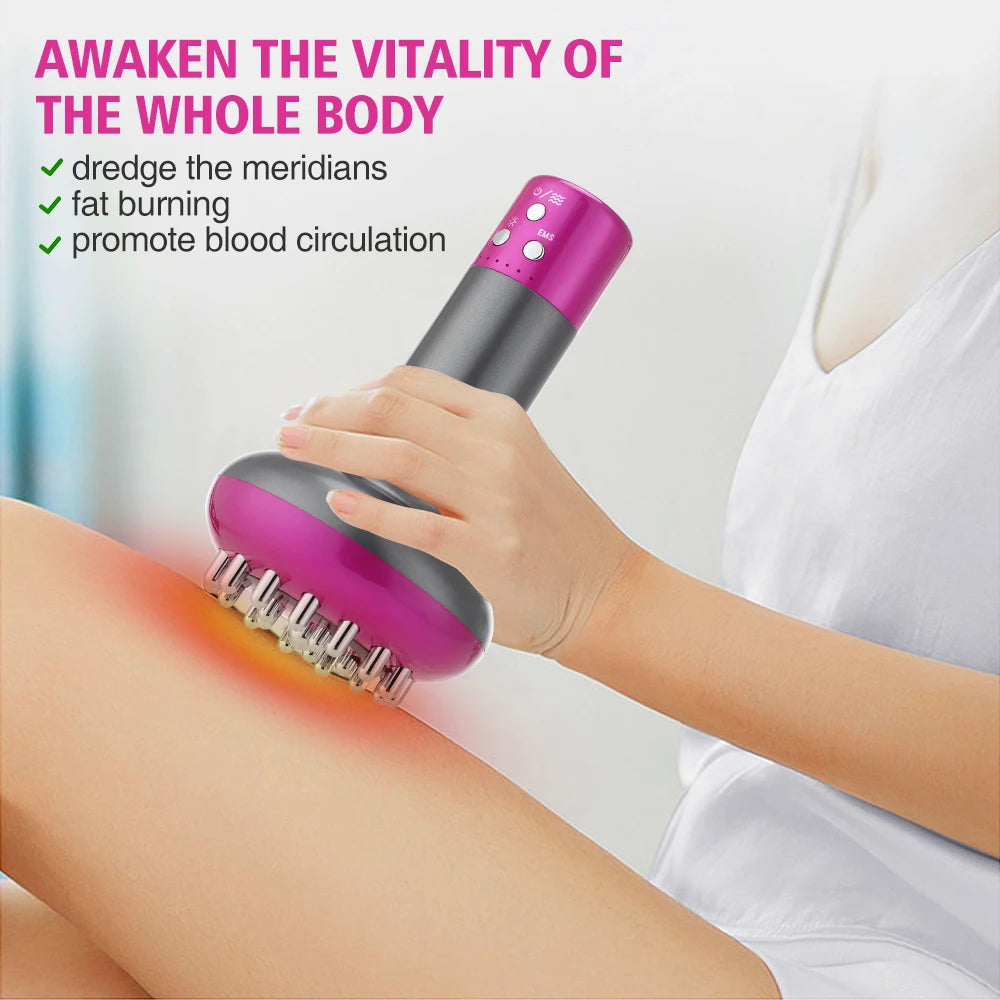 Smart Meridian Brush Abdome Massager Wireless Hot Compress Anti Cellulite Back Dredging Meridian Thermal Moxibustion Slimming