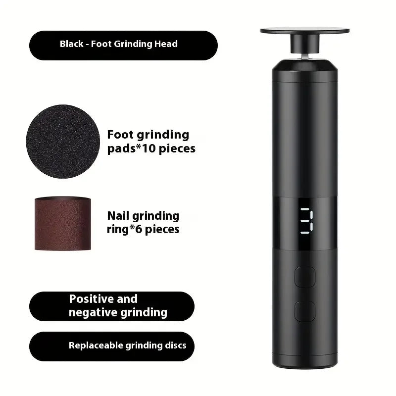 3-Speed Speed Adjustment, LCD Display Screen, 16 Interchangeable Heads for Home/Foot and Hand Care, Fast Charging - SUN SHINE STORE