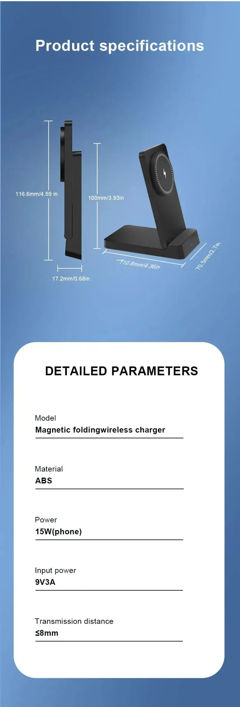 MagSafe Charger Magnetic 30W Wireless Charger – Foldable Desktop Fast Charging Station with Phone Holder for MagSafe iPhone 16 / 15 / 14 / 13 / 12 Pro