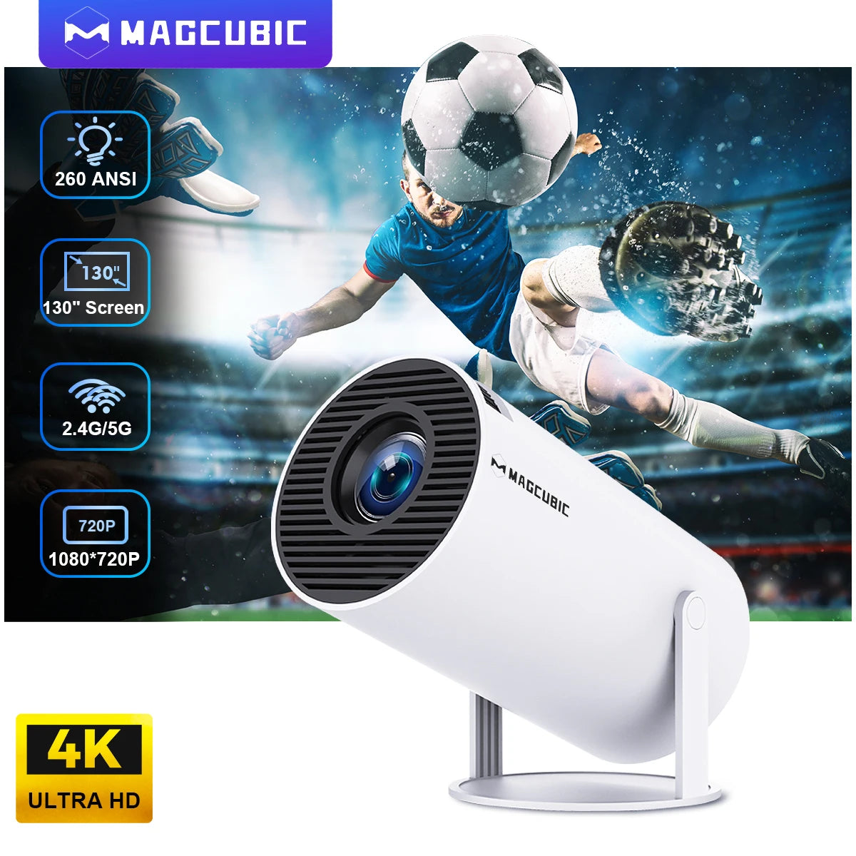 Android Projector Magcubic HY300 Ultra 4K Support WiFi 6 Bluetooth Portable Home Cinema - SUN SHINE STORE