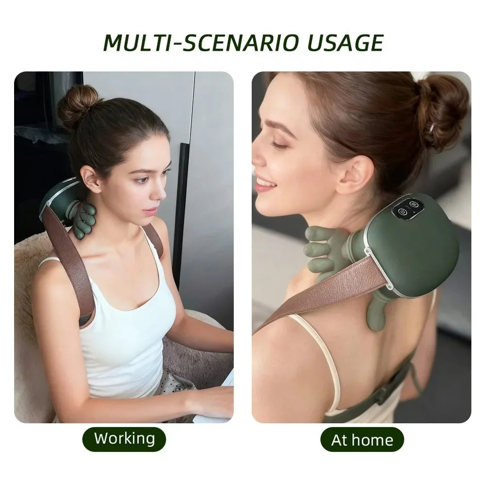 Electric Shiatsu Neck Shoulder Massager with Deep Kneading Finger Pressure for Muscle Relaxation And Back/Shoulder Pain Relief