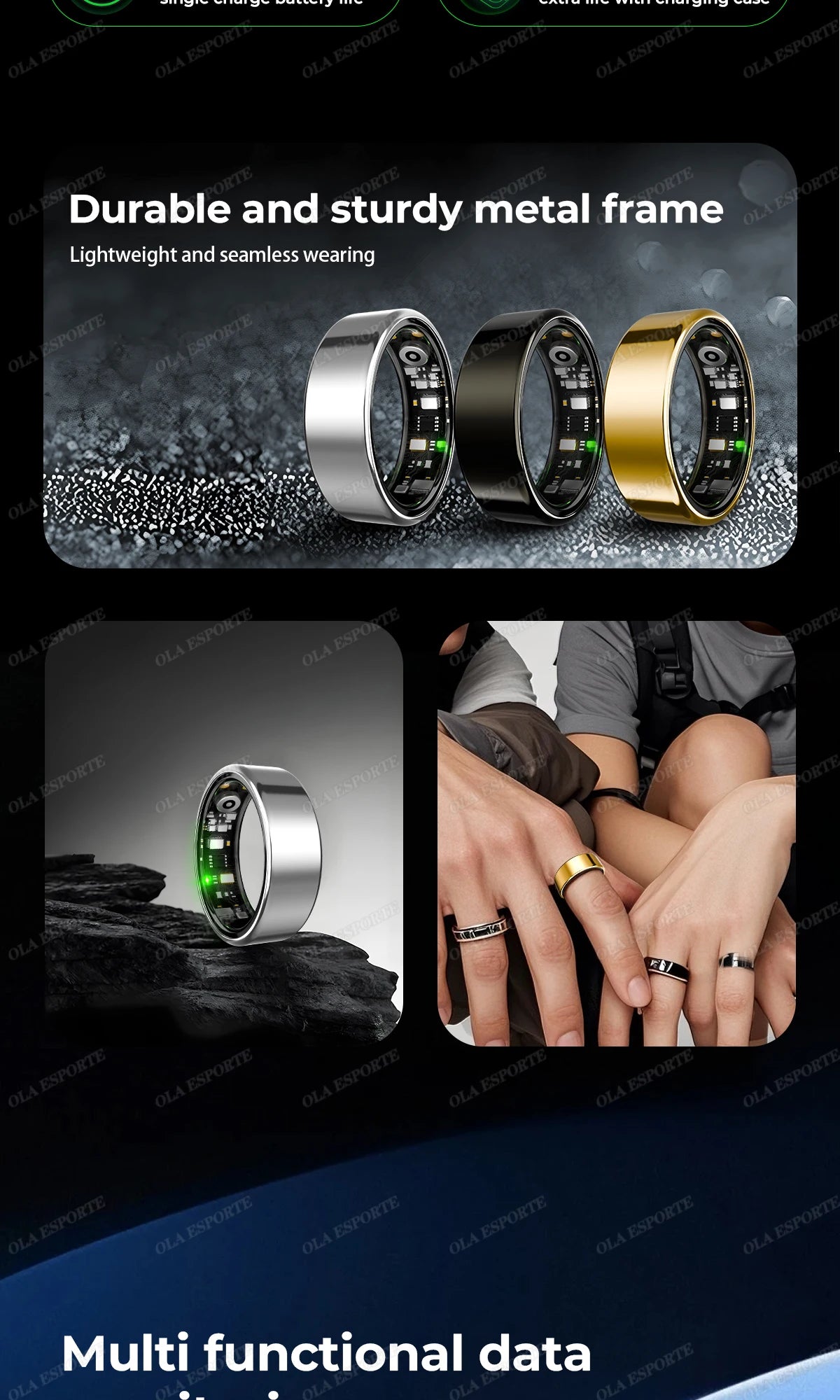Smart Ring Health Tracker with Portable Charging Case – 24/7 Heart Rate, SpO2 & Sleep Monitor (5ATM / IP68 Waterproof) - SUN SHINE STORE