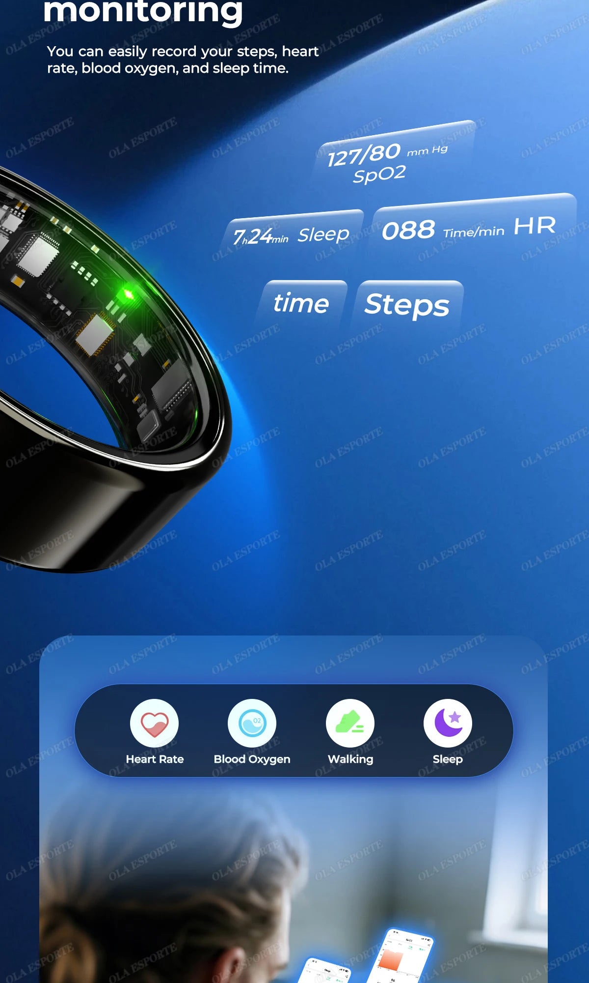 Smart Ring Health Tracker with Portable Charging Case – 24/7 Heart Rate, SpO2 & Sleep Monitor (5ATM / IP68 Waterproof) - SUN SHINE STORE