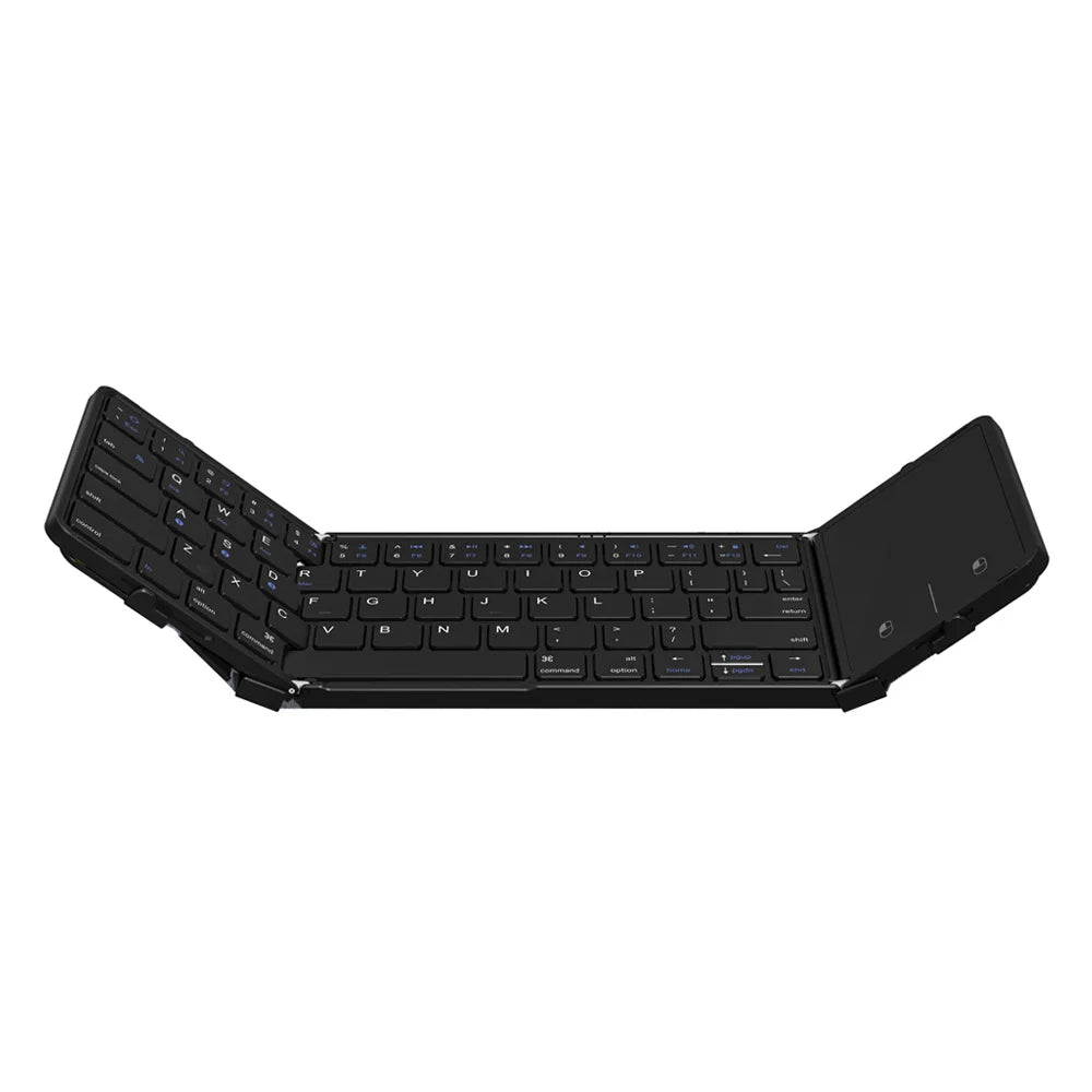 Folding Bluetooth Keyboard with Touchpad PU Leather Wireless Keyboard for iOS Android Windows 3 Devices