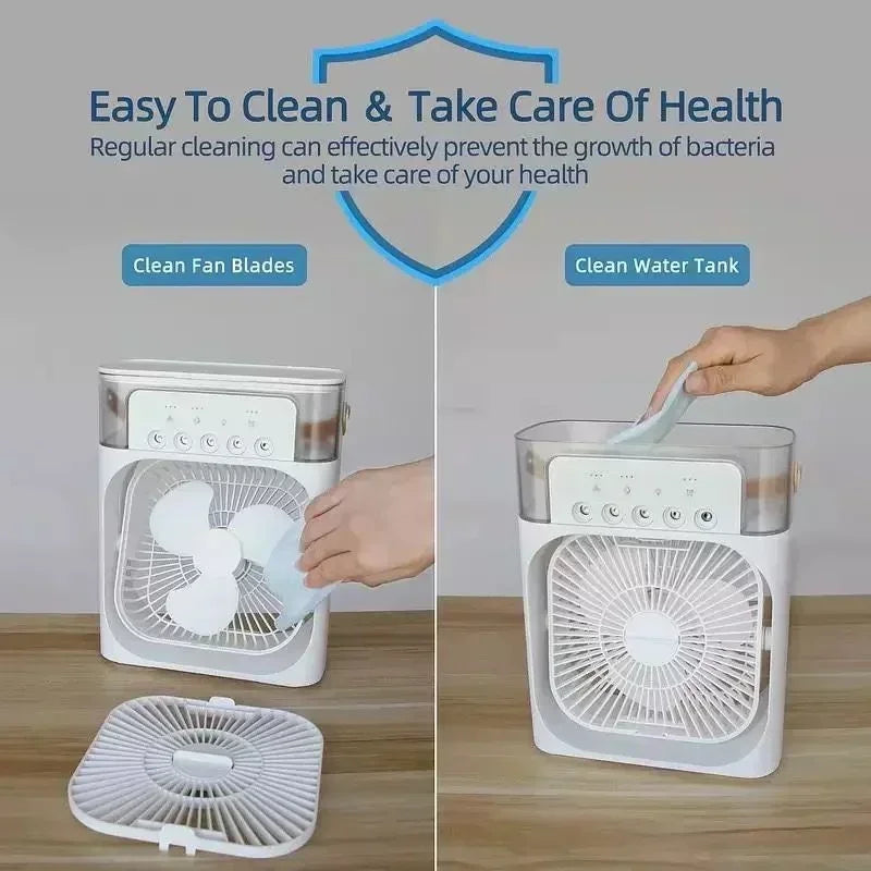 3 In 1 New Fan AIr Conditioner Household Small Air Cooler LED Night Light Portable Humidifier Air Adjustment Fan Office Home Fan - SUN SHINE STORE
