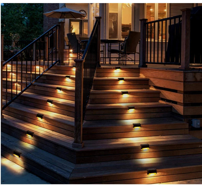 Solar Step Lights - Waterproof Outdoor LED Deck, Stair, Fence & Patio Security Warm Accent Lamps - SUN SHINE STORE
