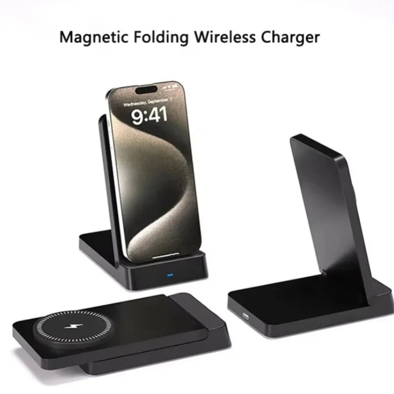 MagSafe Charger  Magnetic 30W Wireless Charger – Foldable Desktop Fast Charging Station with Phone Holder for MagSafe iPhone 16 / 15 / 14 / 13 / 12 Pro