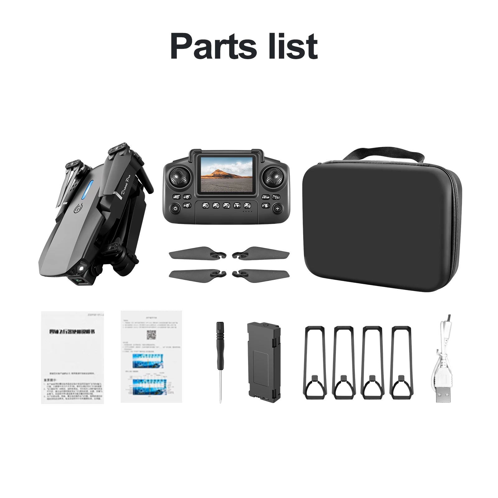 E88 Pro 8K GPS Drone with Dual HD Camera & Remote Display Controller