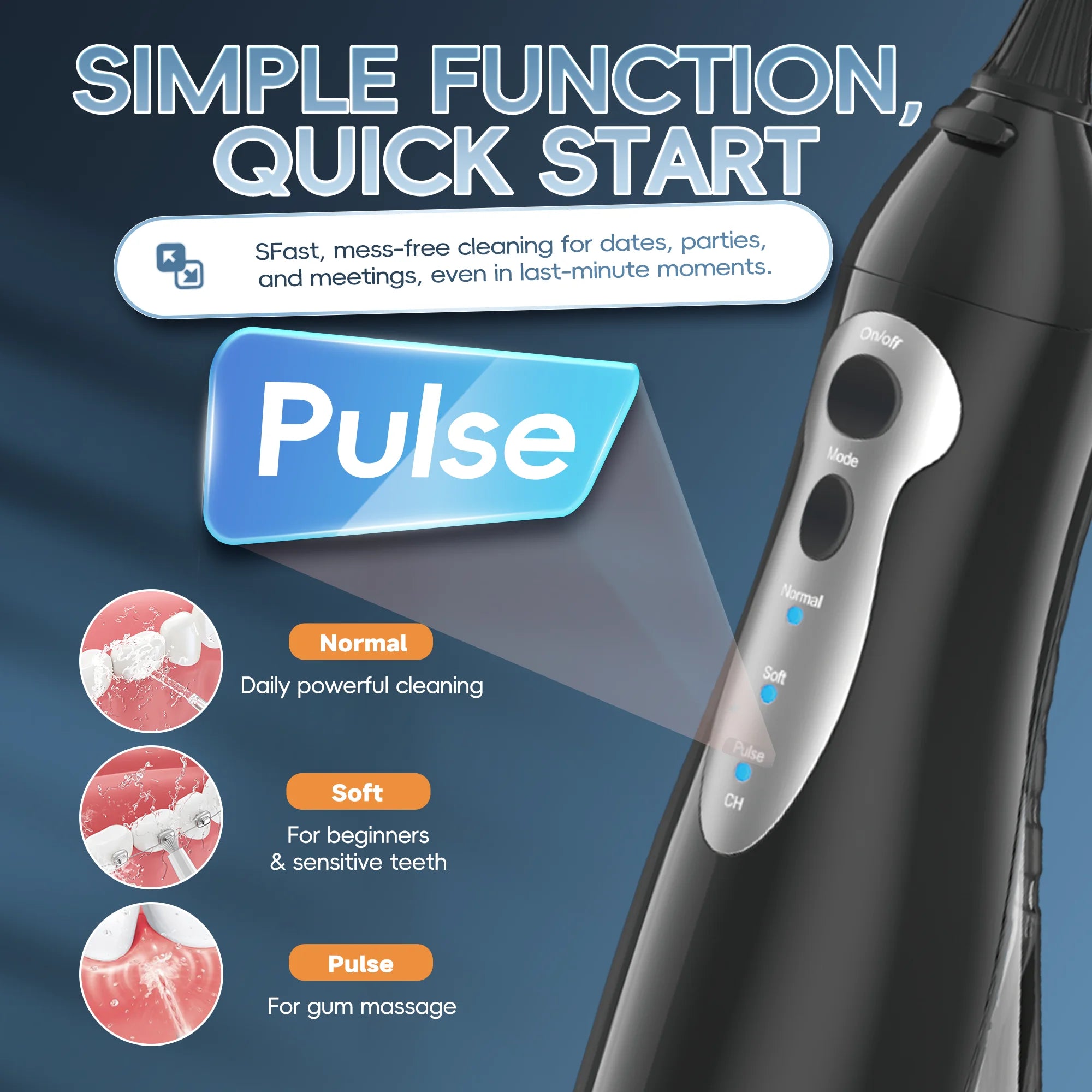 Mornwell D52 Portable Water Flosser USB Rechargeable 300ml 6 Jet Tips 3 Modes Teeth Cleaning for Travel Water Jet Toothpick