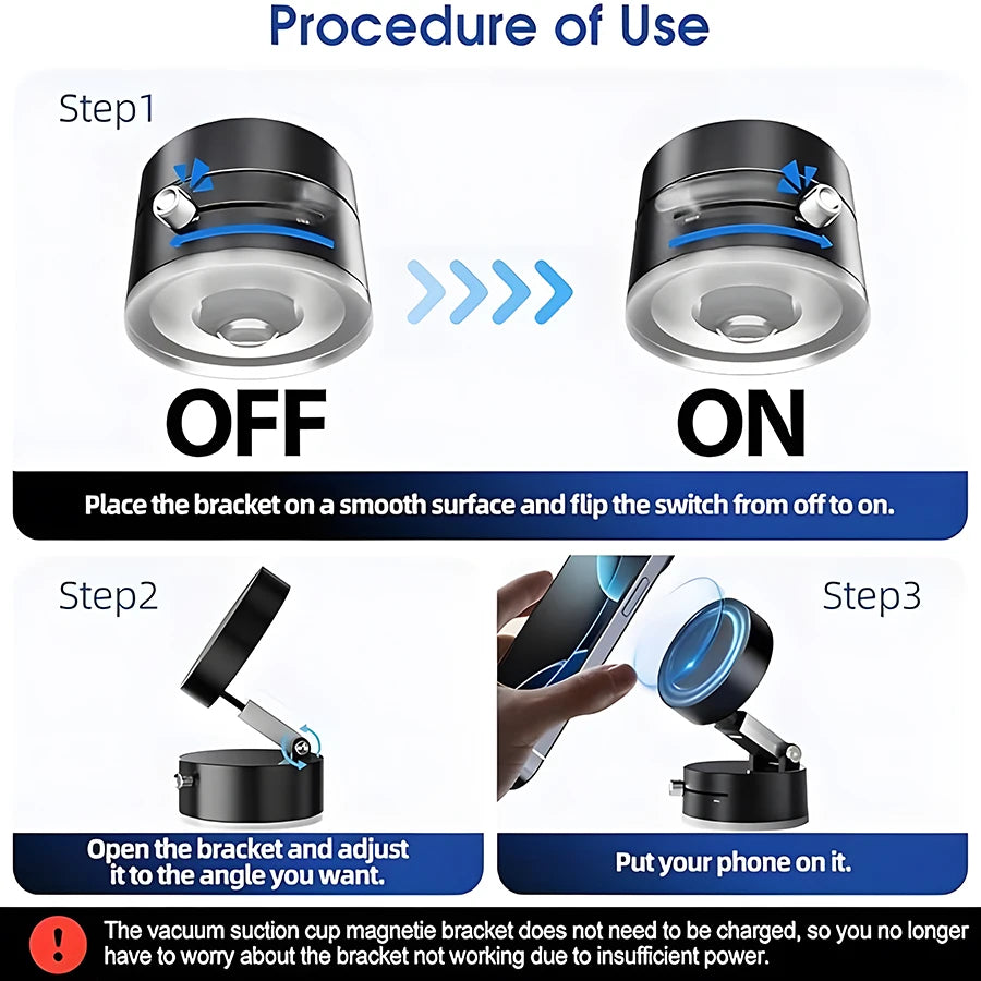 Rotatable Magnetic Vacuum Car Phone Holder