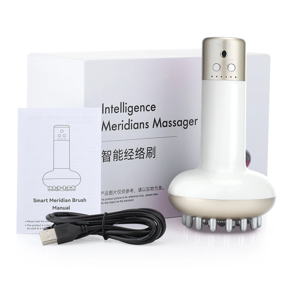Smart Meridian Brush Abdome Massager Wireless Hot Compress Anti Cellulite Back Dredging Meridian Thermal Moxibustion Slimming