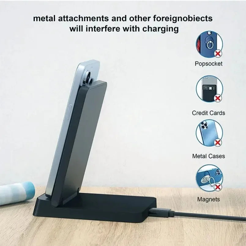 MagSafe Charger  Magnetic 30W Wireless Charger – Foldable Desktop Fast Charging Station with Phone Holder for MagSafe iPhone 16 / 15 / 14 / 13 / 12 Pro