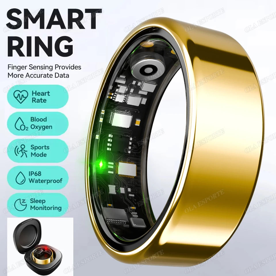 Smart Ring Health Tracker with Portable Charging Case – 24/7 Heart Rate, SpO2 & Sleep Monitor (5ATM / IP68 Waterproof) - SUN SHINE STORE