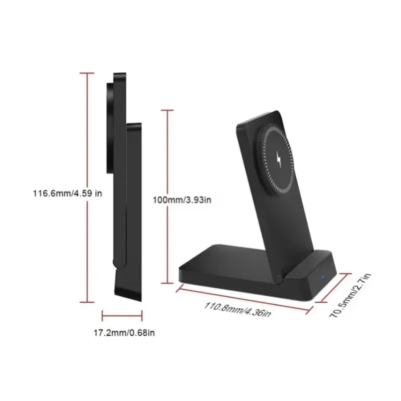 MagSafe Charger  Magnetic 30W Wireless Charger – Foldable Desktop Fast Charging Station with Phone Holder for MagSafe iPhone 16 / 15 / 14 / 13 / 12 Pro