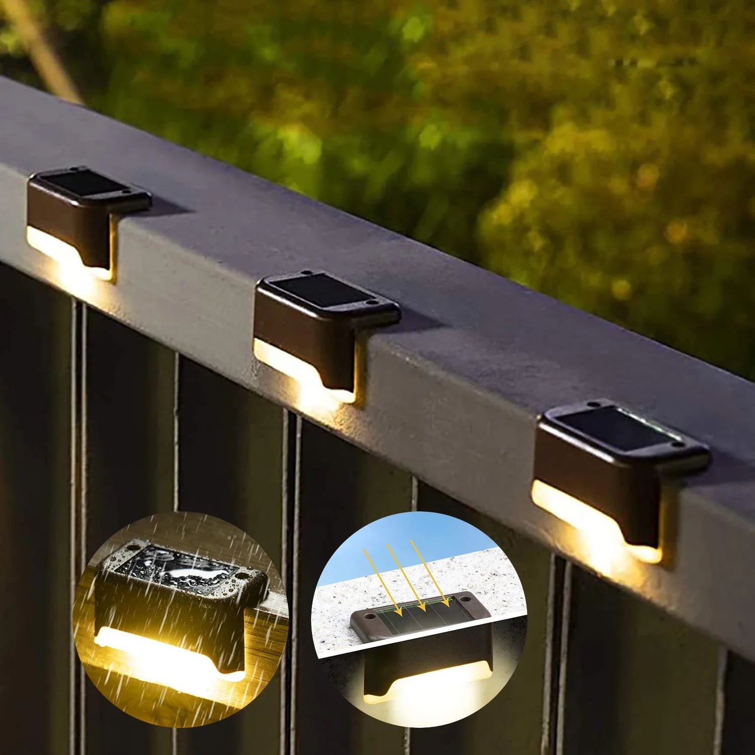 Solar Step Lights - Waterproof Outdoor LED Deck, Stair, Fence & Patio Security Warm Accent Lamps - SUN SHINE STORE