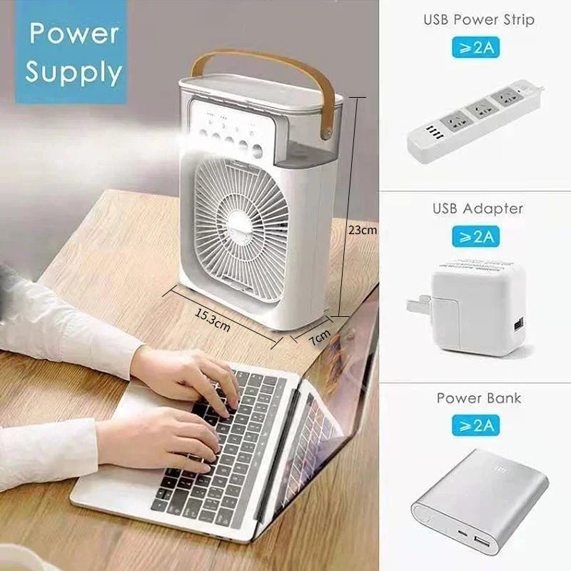 3 In 1 New Fan AIr Conditioner Household Small Air Cooler LED Night Light Portable Humidifier Air Adjustment Fan Office Home Fan - SUN SHINE STORE