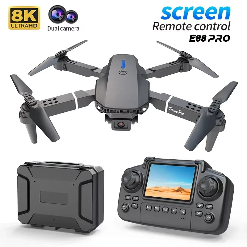 E88 Pro 8K GPS Drone with Dual HD Camera & Remote Display Controller