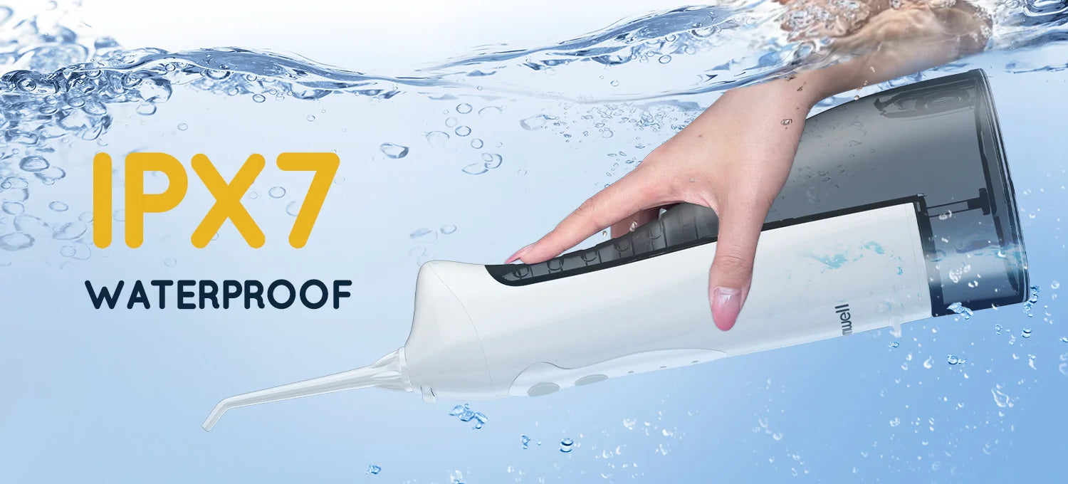 Mornwell D52 Portable Water Flosser USB Rechargeable 300ml 6 Jet Tips 3 Modes Teeth Cleaning for Travel Water Jet Toothpick
