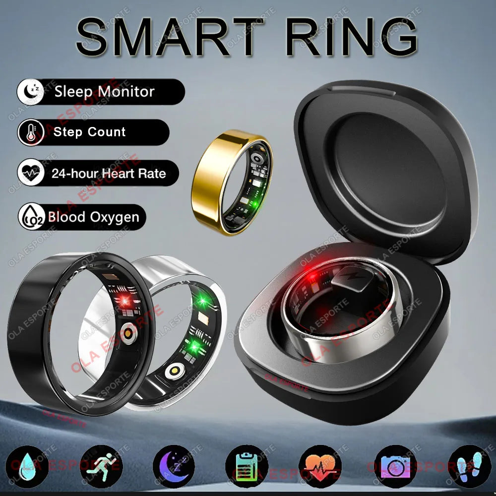 Smart Ring Health Tracker with Portable Charging Case – 24/7 Heart Rate, SpO2 & Sleep Monitor (5ATM / IP68 Waterproof) - SUN SHINE STORE