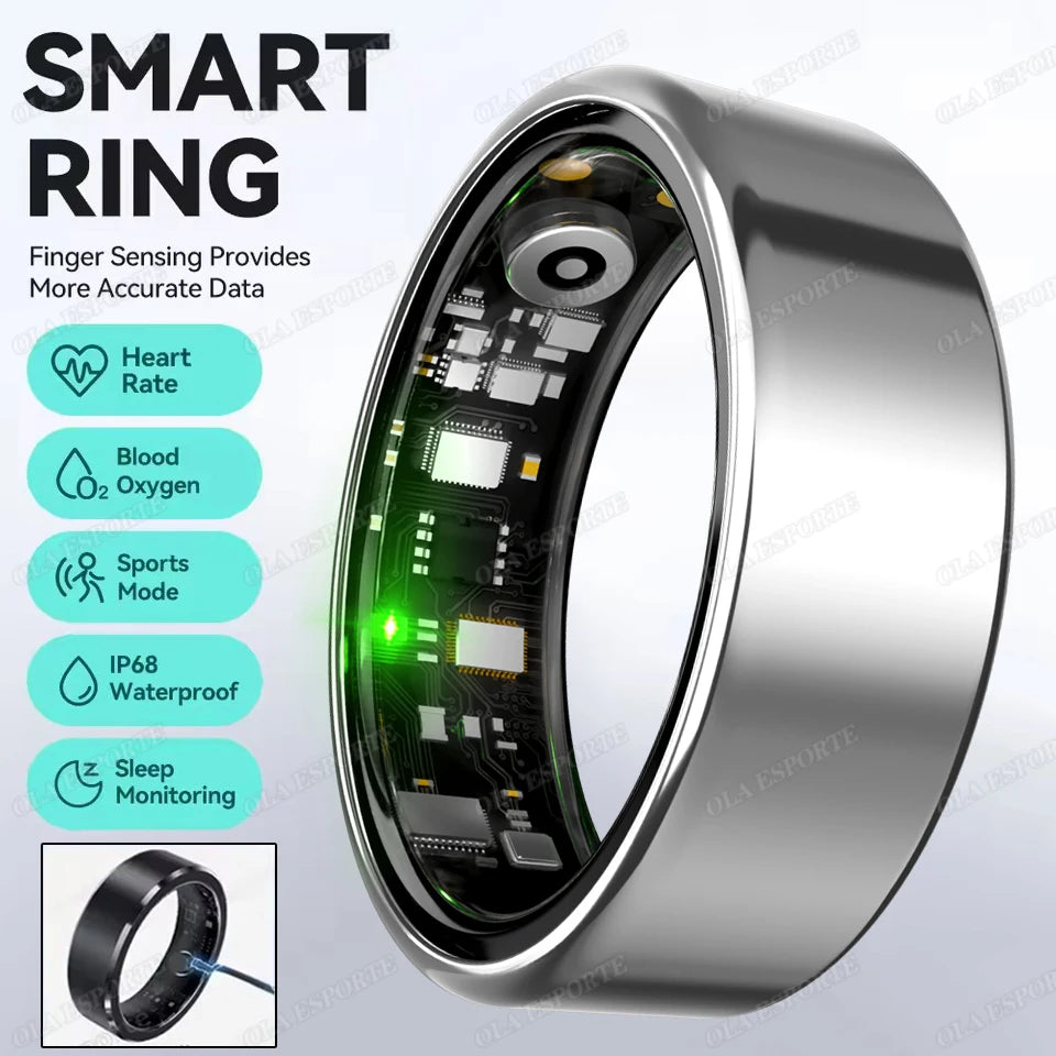 Smart Ring Health Tracker with Portable Charging Case – 24/7 Heart Rate, SpO2 & Sleep Monitor (5ATM / IP68 Waterproof) - SUN SHINE STORE