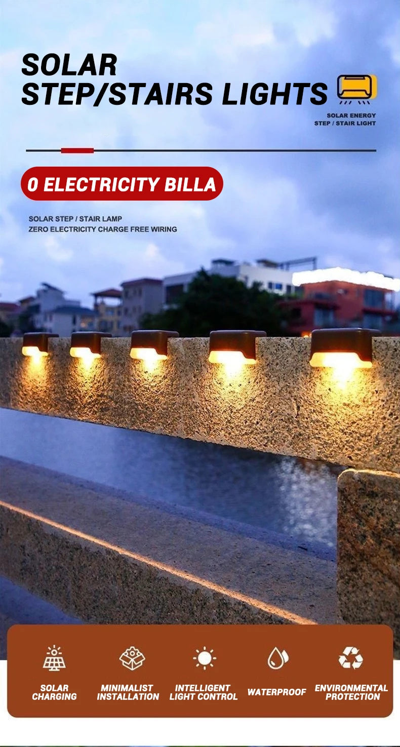 Solar Step Lights - Waterproof Outdoor LED Deck, Stair, Fence & Patio Security Warm Accent Lamps - SUN SHINE STORE
