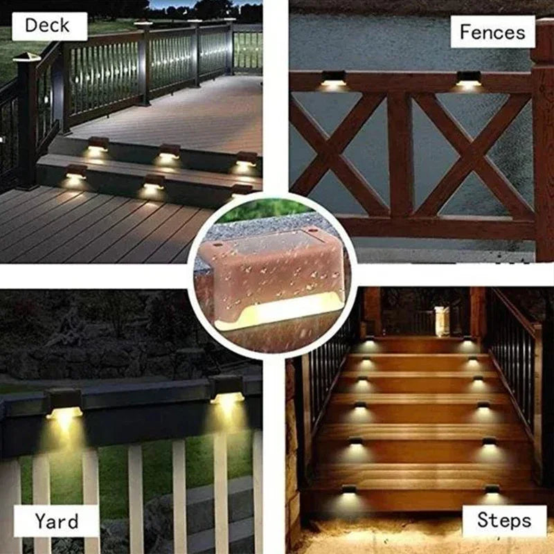 Solar Step Lights - Waterproof Outdoor LED Deck, Stair, Fence & Patio Security Warm Accent Lamps - SUN SHINE STORE