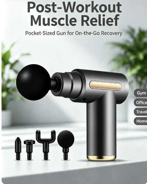 Mini Massage Gun - Upgraded Deep Tissue Pocket Muscle Massager with Smart Pressure Sensor & 4 Heads